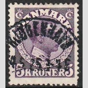 FRIMRKER DANMARK | 1918-20 - AFA 110 - Chr. X 5 Kr. violet - Pnt Stemplet