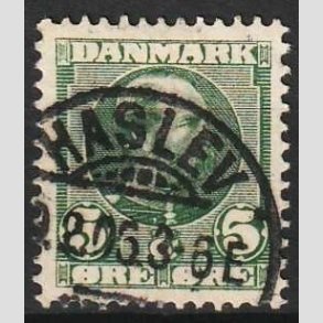 FRIMRKER DANMARK | 1905-06 - AFA 52 - Chr. IX 5 re grn - Lux Stemplet Haslev