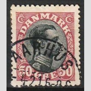 FRIMRKER DANMARK | 1918-20 - AFA 106 - Chr. X 50 re vinrd/sort - Lux Stemplet Aarhus