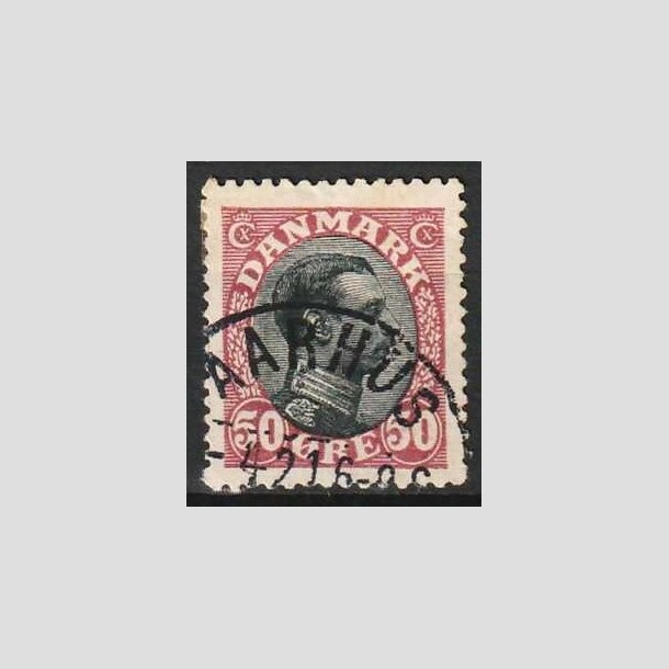 FRIMRKER DANMARK | 1918-20 - AFA 106 - Chr. X 50 re vinrd/sort - Lux Stemplet Aarhus