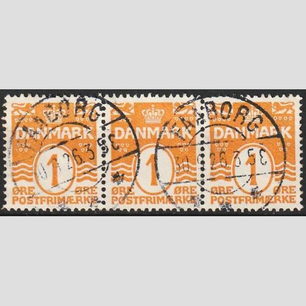 FRIMRKER DANMARK | 1905-06 - AFA 42 - Blgelinie 1 re orange i 3-stribe - Lux Stemplet Faaborg