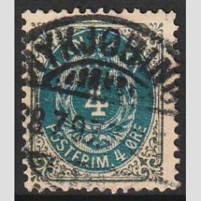 FRIM�RKER DANMARK | 1895 - AFA 23B - 4 �re gr�/bl� - Lux Stemplet Nyk�bing