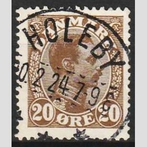 FRIMRKER DANMARK | 1921-22 - AFA 125 - Chr. X 20 re brun - Lux Stemplet Holeby