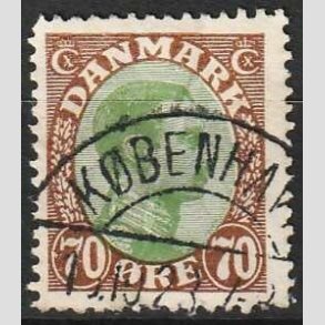 FRIMRKER DANMARK | 1918-20 - AFA 108 - Chr. X 70 re brun/grn - Pnt Stemplet