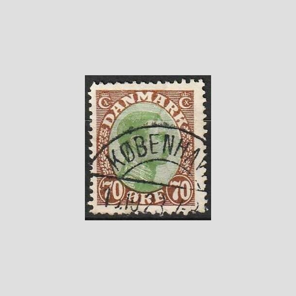 FRIMRKER DANMARK | 1918-20 - AFA 108 - Chr. X 70 re brun/grn - Pnt Stemplet