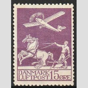 FRIM�RKER DANMARK | 1925 - AFA 145 - Gl. Luftpost 15 �re violet - Postfrisk