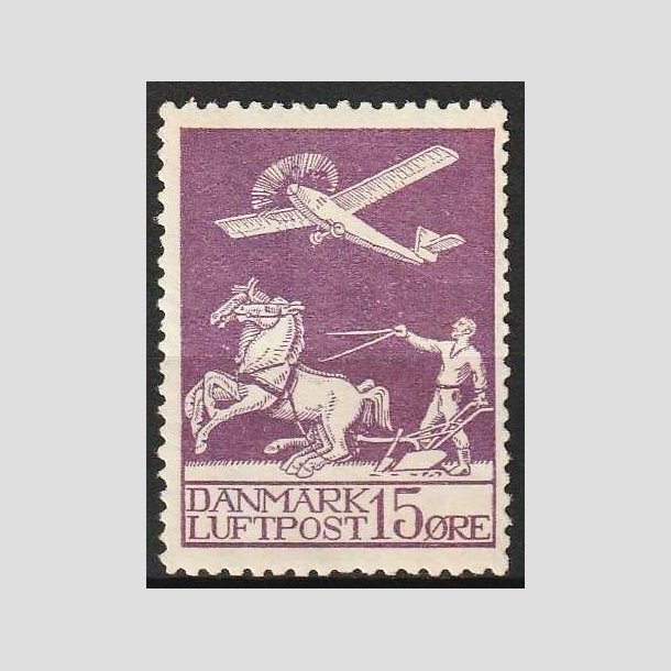 FRIMRKER DANMARK | 1925 - AFA 145 - Gl. Luftpost 15 re violet - Postfrisk