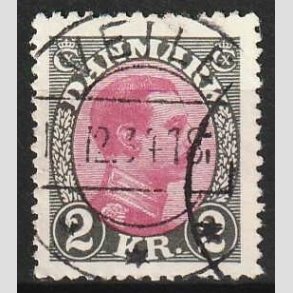 FRIMRKER DANMARK | 1925-26 - AFA 151 - Chr. X 2 Kr. gr/rdlilla - Pnt Stemplet