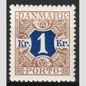 FRIMRKER DANMARK | 1926-27 - AFA 19 - 1 kr. brun/bl - Postfrisk