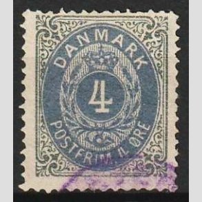 FRIM�RKER DANMARK | 1875 - AFA 23a - 4 �re gr�/ultramarin - Stemplet
