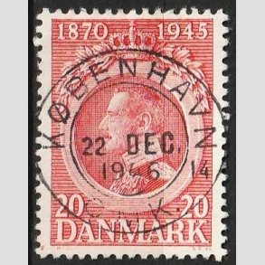 FRIM�RKER DANMARK | 1945 - AFA 291 - Chr. X 75 �r 20 �re r�d - Pragt Stemplet 