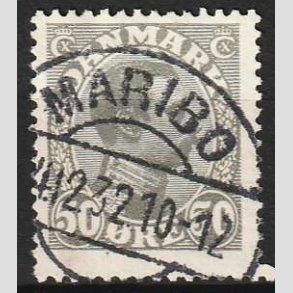 FRIMRKER DANMARK | 1921-22 - AFA 129a - Chr. X 50 re gr - Lux Stemplet Maribo
