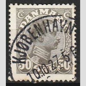 FRIMRKER DANMARK | 1921-22 - AFA 129a - Chr. X 50 re gr - Lux Stemplet 