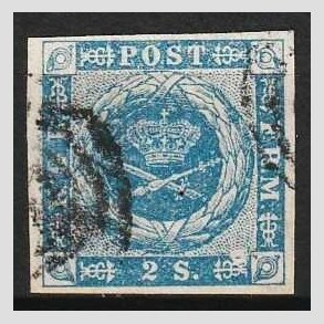 FRIMRKER DANMARK | 1854-57 - AFA 3 - 2 Skilling bl - Stemplet