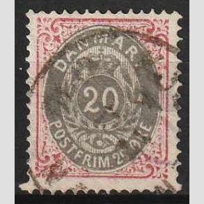 FRIM�RKER DANMARK | 1875 - AFA 28y - 20 �re r�d/gr� - Stemplet
