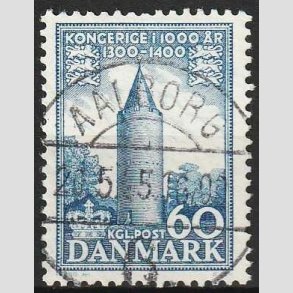 FRIM�RKER DANMARK | 1953-56 - AFA 350 - Kongeriget 1000 �r - 60 �re bl� - Pragt Stemplet Aalborg