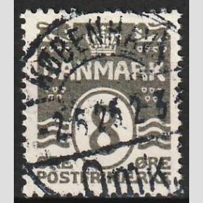 FRIM�RKER DANMARK | 1921-22 - AFA 123 - B�lgelinie 8 �re gr� - Lux Stemplet K�benhavn
