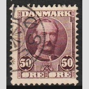 FRIM�RKER DANMARK | 1907 - AFA 58 - Frederik VIII 50 �re r�dlilla - Stemplet