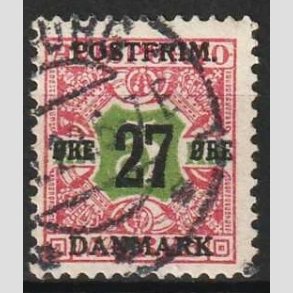 FRIMRKER DANMARK | 1918 - AFA 96 - 27 re/5 Kr. rd/grn provisorium - Stemplet