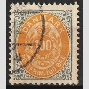 FRIM�RKER DANMARK | 1895 - AFA 31B - 100 �re gr�/gul - Stemplet 