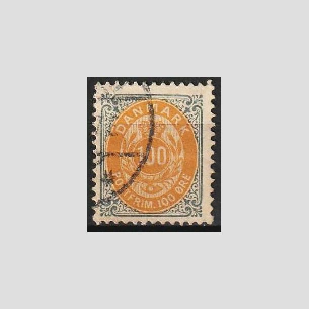 FRIMRKER DANMARK | 1895 - AFA 31B - 100 re gr/gul - Stemplet 