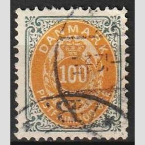 FRIM�RKER DANMARK | 1895 - AFA 31By - 100 �re gr�/gul - Stemplet 