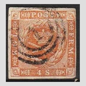 FRIMRKER DANMARK | 1854-57 - AFA 4 - 4 Skilling brun - Stemplet