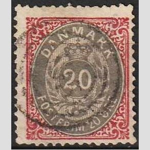 FRIM�RKER DANMARK | 1875 - AFA 28 - 20 �re r�d/gr� - Stemplet