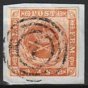 FRIMRKER DANMARK | 1854-57 - AFA 4 - 4 Skilling brun - Stemplet