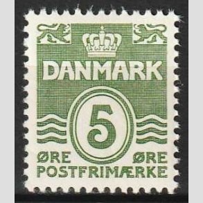 FRIMRKER DANMARK | 1937-38 - AFA 234 - Blgelinie 5 re grgrn - Ubrugt