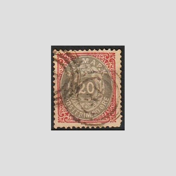 FRIMRKER DANMARK | 1875 - AFA 28y - 20 re rd/gr - Stemplet