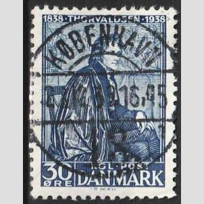 FRIM�RKER DANMARK | 1938 - AFA 251 - Thorvaldsen 30 �re bl� - Lux Stemplet K�benhavn