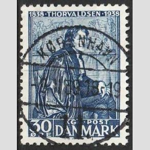 FRIM�RKER DANMARK | 1938 - AFA 251 - Thorvaldsen 30 �re bl� - Lux Stemplet K�benhavn