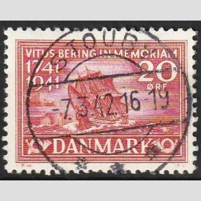 FRIM�RKER DANMARK | 1941 - AFA 271 - Vitus Bering 20 �re r�d - Lux Stemplet Stouby