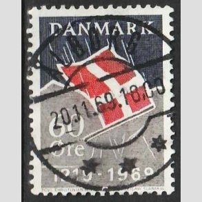 FRIM�RKER DANMARK | 1969 - AFA 484 - Dannebrog 750 �r. - 60 �re m�rkbl�/gr�/r�d - Lux Stemplet �lborg