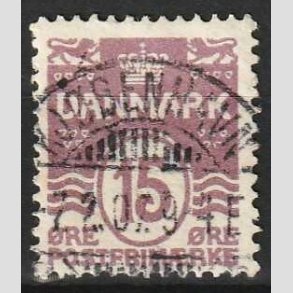 FRIM�RKER DANMARK | 1905-06 - AFA 46 - B�lgelinie 15 �re brunlilla - Lux Stemplet Kj�benhavn