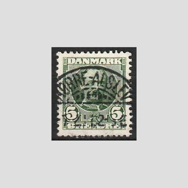 FRIMRKER DANMARK | 1907 - AFA 54 - Frederik VIII 5 re grn - Pragt Stemplet Nrre-Alslev