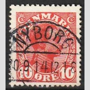 FRIMRKER DANMARK | 1913 - AFA 69 - Chr. X 10 re rd - Lux Stemplet Nyborg
