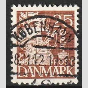 FRIM�RKER DANMARK | 1937-40 - AFA 214a - Karavel 25 �re brun Type II - Lux Stemplet K�benhavn