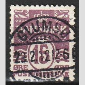 FRIMRKER DANMARK | 1905-06 - AFA 46 - Blgelinie 15 re brunlilla - Lux Stemplet Glums