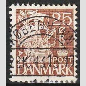 FRIM�RKER DANMARK | 1937-40 - AFA 214a - Karavel 25 �re brun Type II - Lux Stemplet K�benhavn
