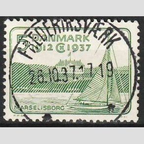 FRIMRKER DANMARK | 1937 - AFA 239 - Chr. X 25 re jubilum 5 re grn - Lux Stemplet Frederiksvrk