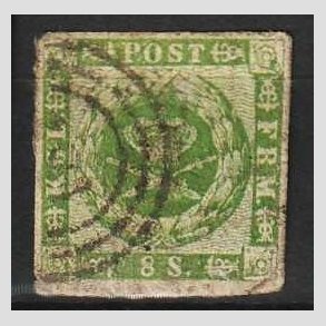 FRIMRKER DANMARK | 1858-62 - AFA 8 - 8 Skilling grn - Stemplet