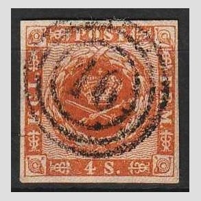 FRIMRKER DANMARK | 1858-62 - AFA 7 - 4 Skilling brun - Pnt Stemplet