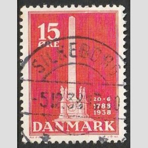 FRIM�RKER DANMARK | 1938 - AFA 244 - Stavnsb�ndet 15 �re r�d - Lux Stemplet Silkeborg