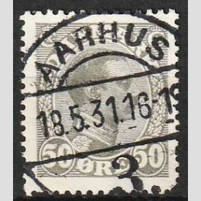 FRIMRKER DANMARK | 1921-22 - AFA 129a - Chr. X 50 re gr - Lux Stemplet Aarhus