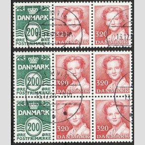 FRIM�RKER DANMARK | 1989 - AFA HS 13 - H�ftesammentryk - Enkelt+Dobbeltstribe - Pragt Stemplet