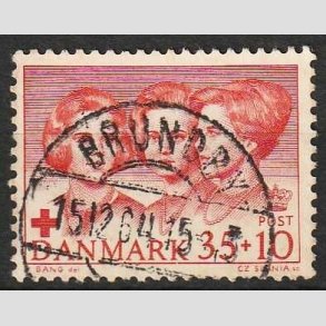FRIMRKER DANMARK | 1964 - AFA 424F - Dansk Rde Kors - 35 + 10 re rd - Pragt Stemplet Brundby