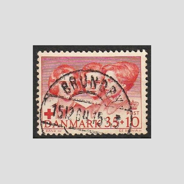 FRIMRKER DANMARK | 1964 - AFA 424F - Dansk Rde Kors - 35 + 10 re rd - Pragt Stemplet Brundby