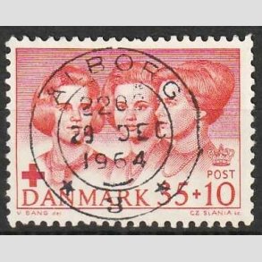 FRIMRKER DANMARK | 1964 - AFA 424F - Dansk Rde Kors - 35 + 10 re rd - Pragt Stemplet lborg
